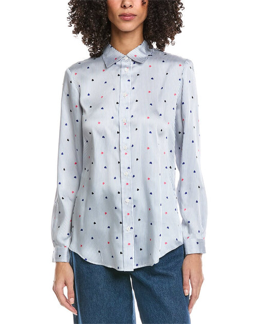 Jones New York Printed Shirt Blue Medium 2