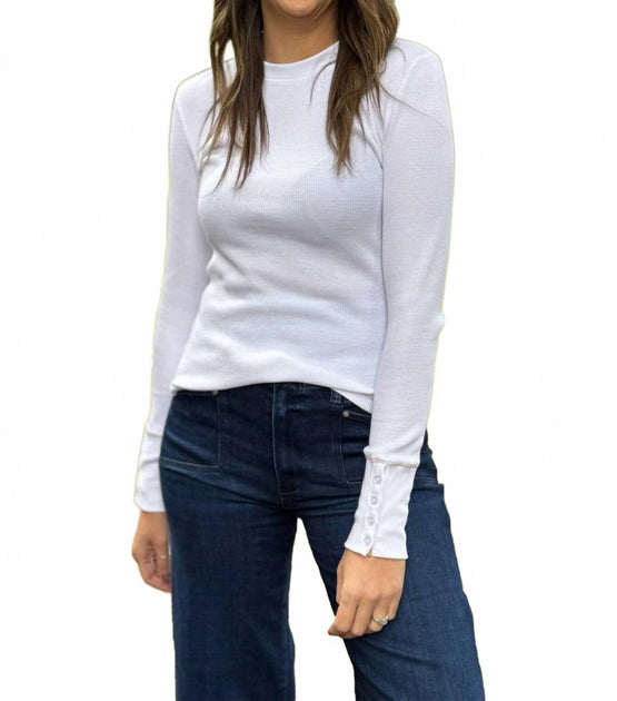 Michael Stars Willa Crew Tee With Button Cuff Purple Large 2