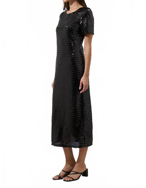 SUGARLIPS Sherry Liviana Sequin Midi Dress Black Large 4