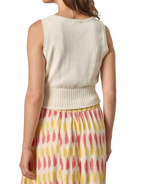Lilla P Cropped Scoop Tank Sweater Top White Small 4