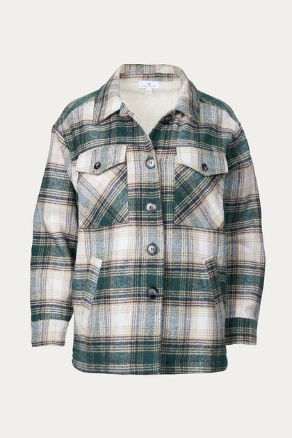 Urban Daizy Checked Sherpa-Lined Shacket Multi Small 2