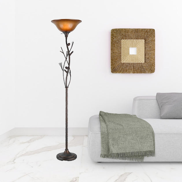 Hivvago Torchiere Floor Lamp Amber/Brown 4