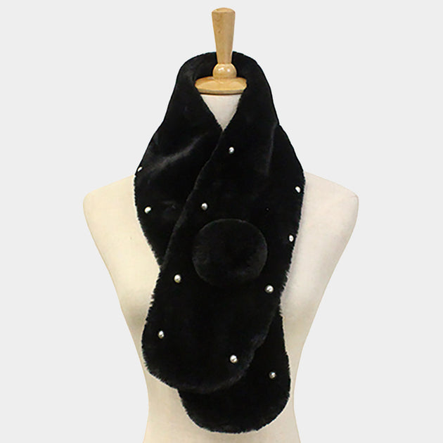 TRUEDAMES Faux Fur Scarf Black 3