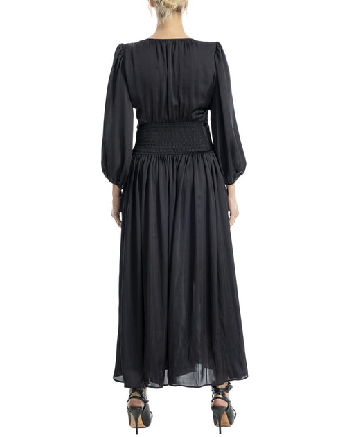 Max Studio Satin Elbow-Sleeve Maxi Dress Black Medium 3