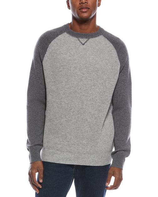 Kier+J Raglan Colorblocked Wool & Cashmere-Blend Crewneck Sweater Grey Medium 2