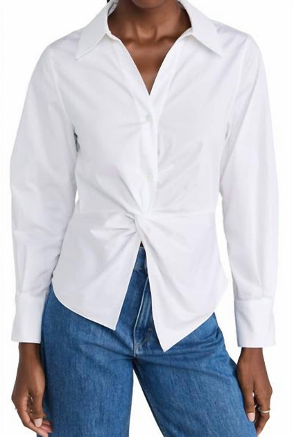 SOMETHING NAVY Twist Front Button Up Blouse White XS 2
