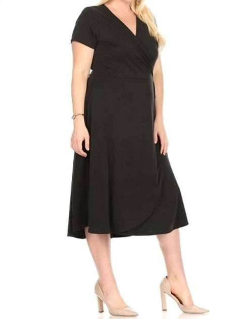 Chris & Carol V-Ausschnitt Wickel-Midikleid Schwarz Large 3