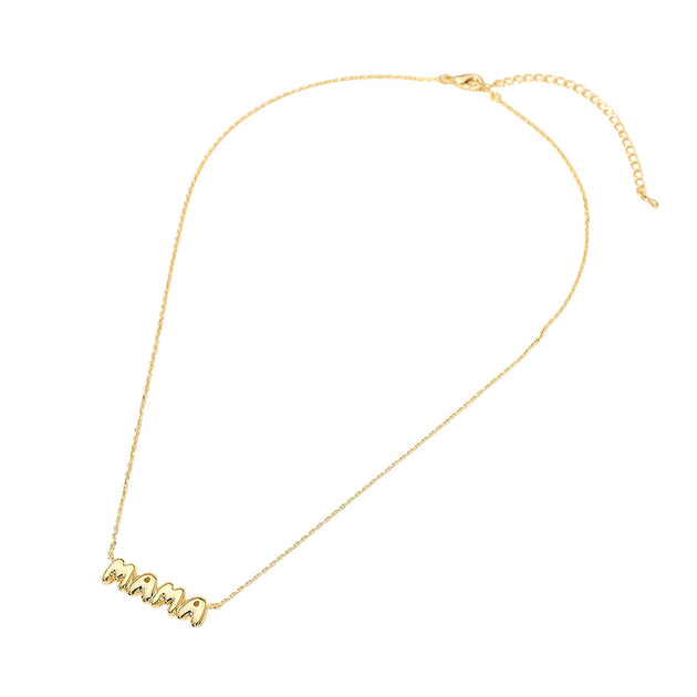 FASHNZFAB Mama Bubble Letter Plate Pendant Necklace Gold 4