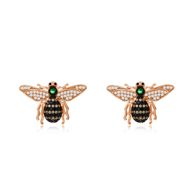 Suzy Levian Bumble Bee Sterling Silver Cubic Zirconia Earrings Black 5