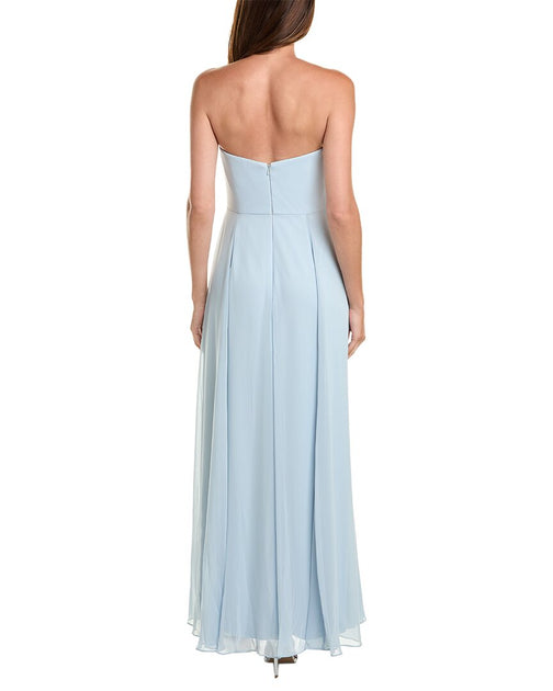 Dessy Collection Strapless Notch Chiffon Maxi Dress Blue US 8 4