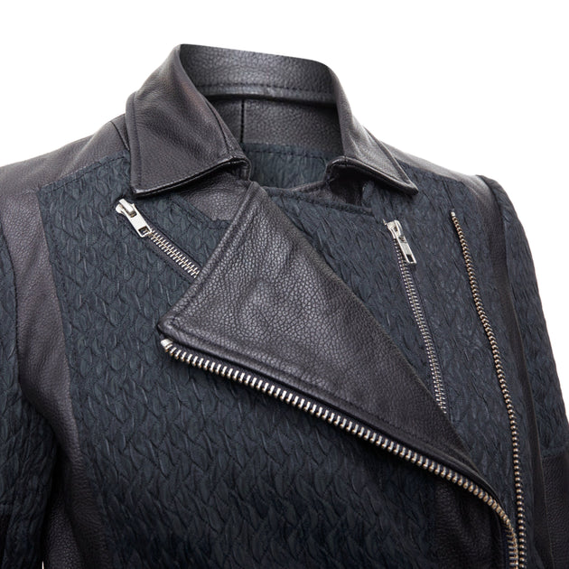 Helmut Lang Veste Biker Courte en Cuir Noir EU 36 3