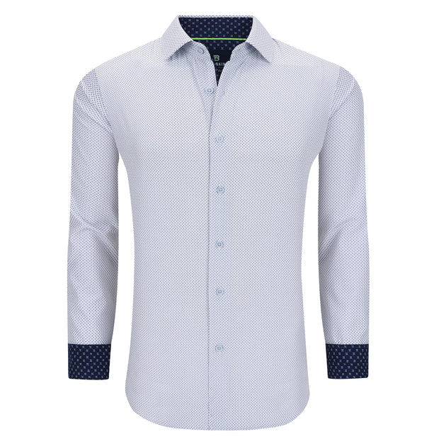 Tom Baine Slim Fit Performance Long Sleeve Geometric Button Down White XLarge 2