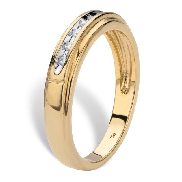Palm Men's Diamond Accent Gold-plated Sterling Silver Wedding Ring Silver US 10 3