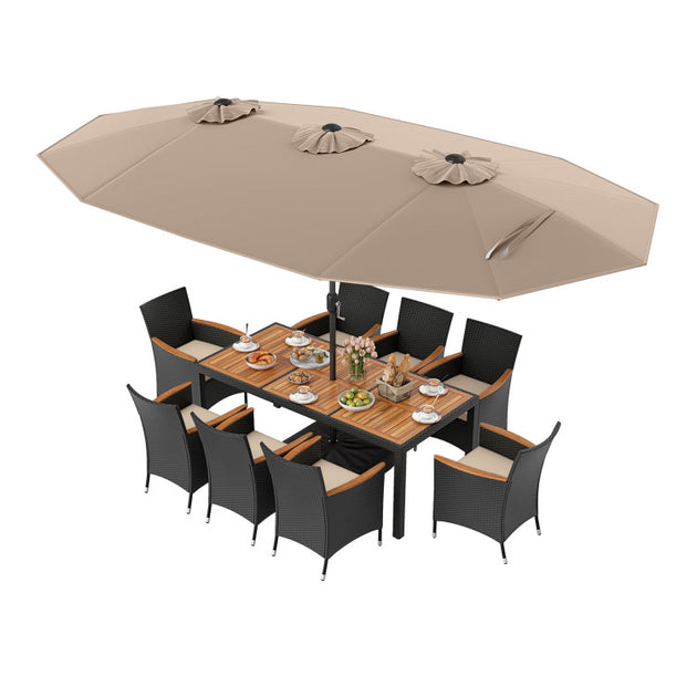 Hivvago 10 Piece Outdoor Dining Set Beige 7