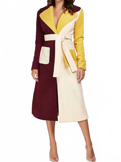 L'ATISTE Colorblock Wool Coat Gold Medium 2