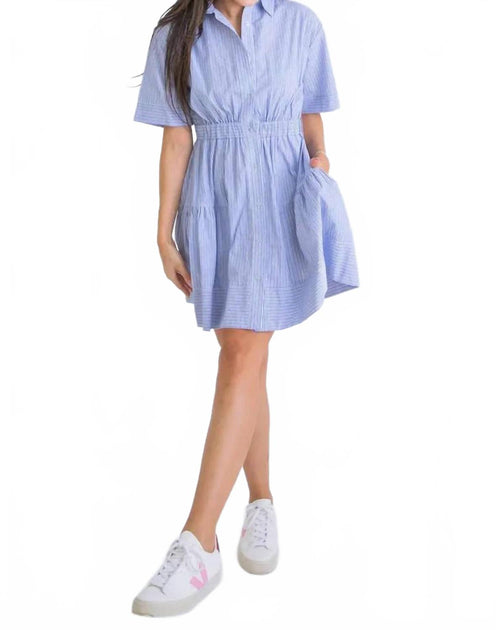 Karlie Stripe Poplin Button-Up Dress Grey Large 2