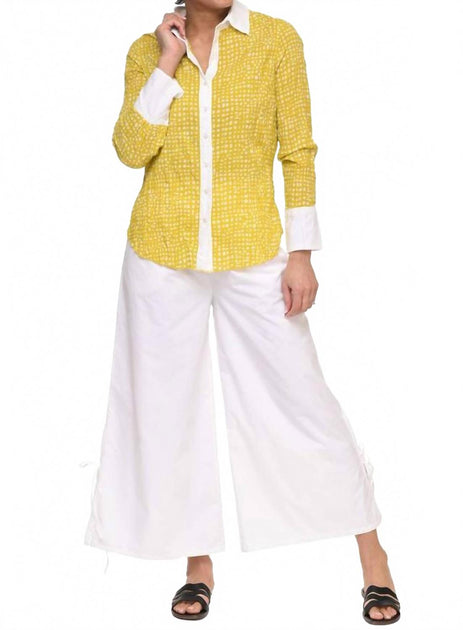 Tulip Clothing Gretchen Button Down Blouse Yellow Large 4