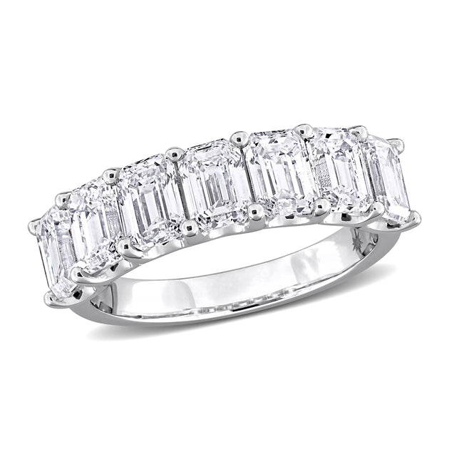 Created Forever 3 1/2ct TW Emerald-Cut Lab-Grown Diamond 7-Stone Anniversary Band Silver US 5 2