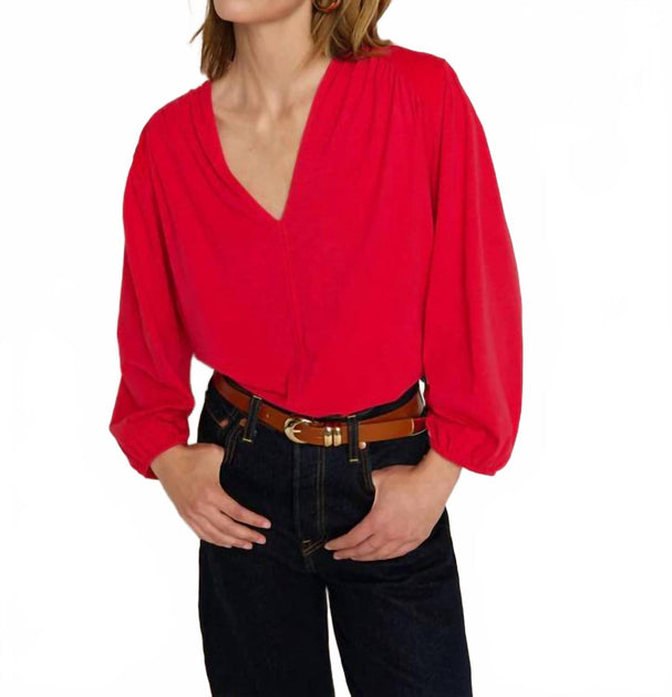 Nation LTD Twyla Long Sleeve Top Red Small 3