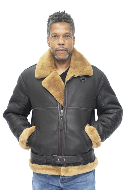 Infinity Mens RAF Sheepskin Leather Aviator Jacket Colchester Black XXL 2