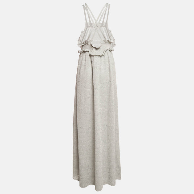 M Missoni Patterned Lurex Knit Sleeveless Dress Light Blue Medium 3