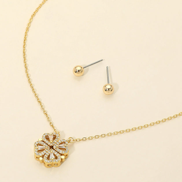 FASHNZFAB Clover Pendant Necklace Silver 3