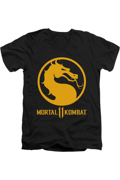 Gildan Mortal Kombat 11 Dragon Logo V-Neck T-Shirt Black Large 2
