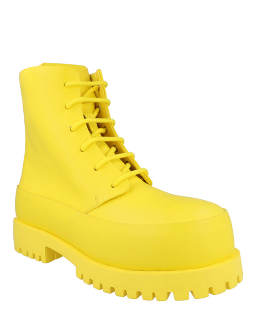 Salvatore Ferragamo Fede Leather Combat Boots Yellow US 10.5 4