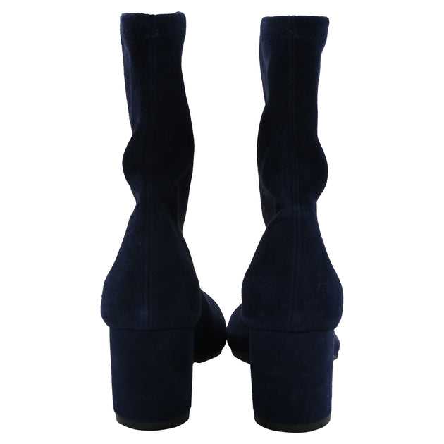 Stuart Weitzman Fernanda Cap-Toe Sock Ankle Boots Blue US 7.5 4