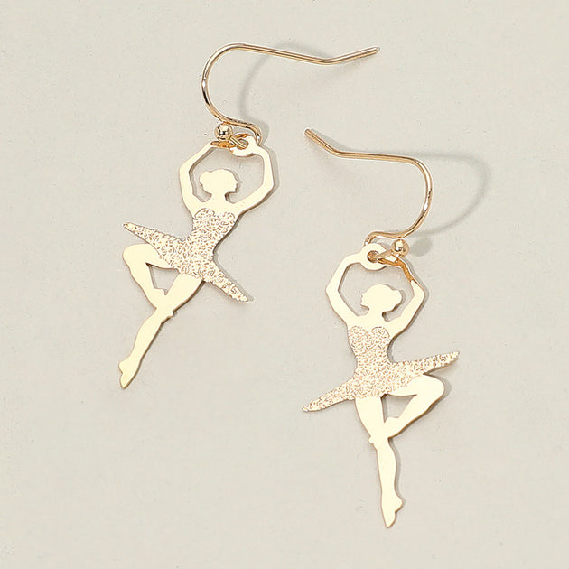FASHNZFAB Ballerina Silhouette Dangle Earrings Silver 2