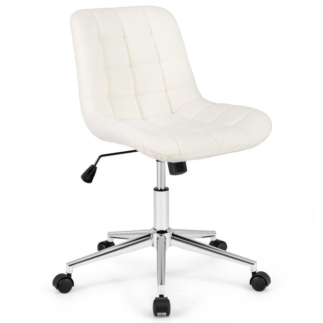 Hivvago Teddy Fleece Armless Office Chair White 2