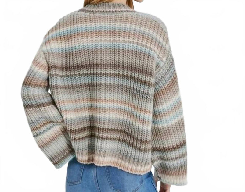 Something Navy Ombre Henley Sweater Beige Small 3