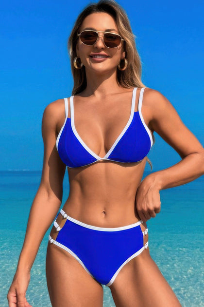 TRUEDAMES Color Block Cut Out Back Knot Bikini Orange XLarge 3