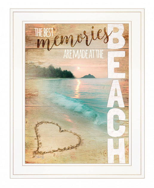 Hivvago Beach Memories 1 Framed Print Wall Art White 3