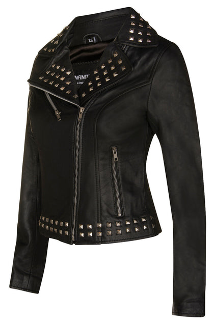 Infinity Womens Gothic Biker Leather Jacket Black 4XLarge 3