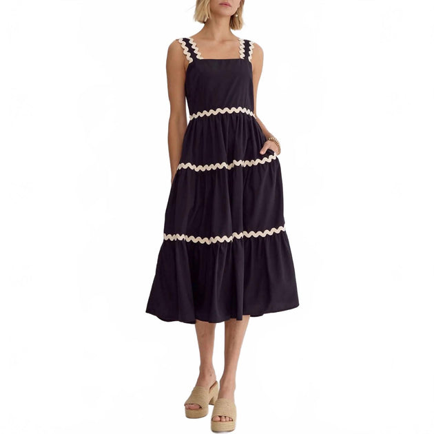 entro Square Neck Sleeveless Midi Dress Multi Large 2
