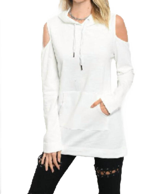 VERY J Cold Shoulder Hoodie White Large 2
