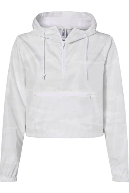 Independent Trading Co. Lightweight Quarter-Zip Pullover Crop Windbreaker White Medium 2