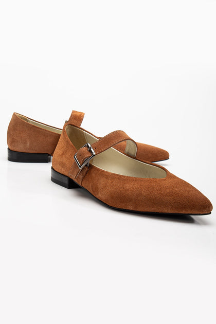 Forever & Always Willow Leather Mary Jane Flats Brown US 8 2