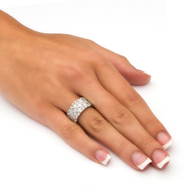 Palm 5.12 TCW Baguette Cubic Zirconia Eternity Band White US 7 4