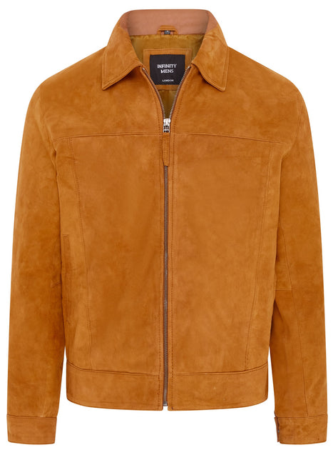 Infinity Bryne Suede Leather Biker Jacket Brown Small 2