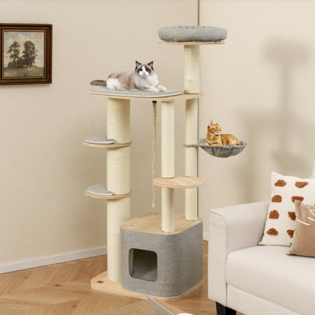 Hivvago Tall Cat Tree Grey Medium 3