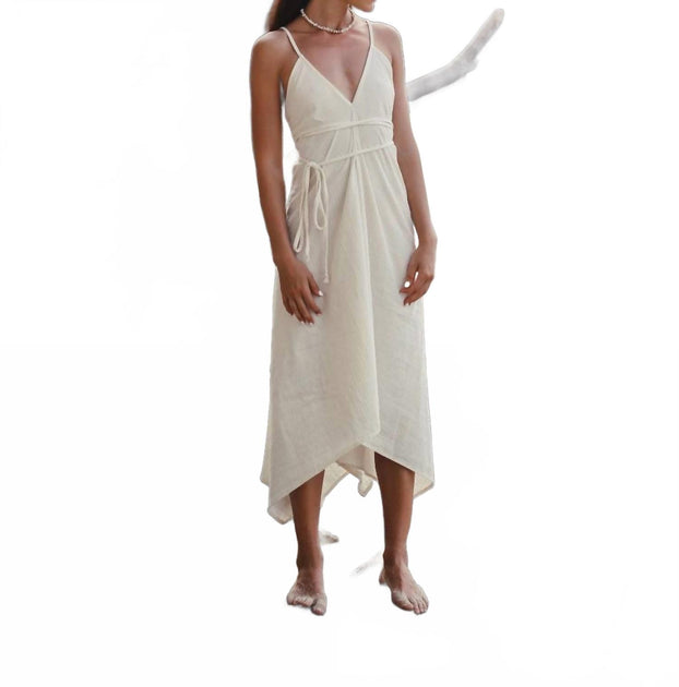 Handloom Sage Turkish Cotton Maxi Dress Beige One Size 2
