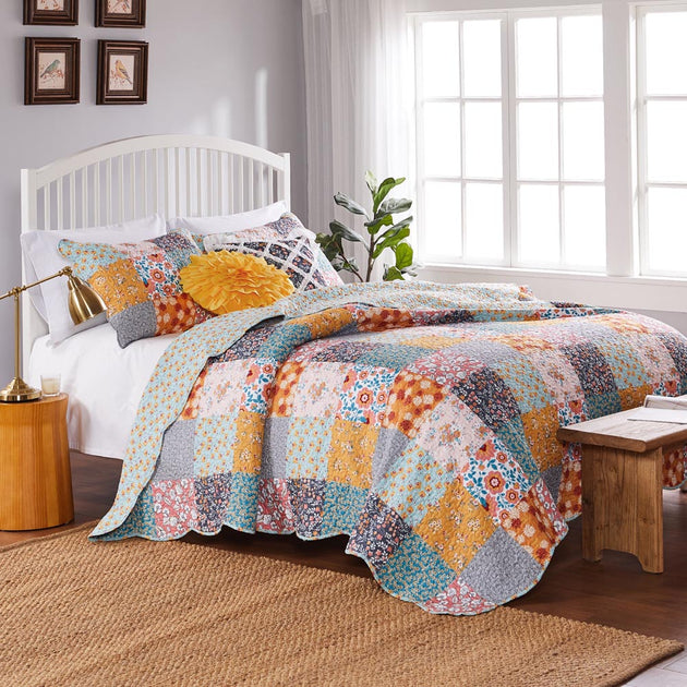 Ensemble Couvre-lit BreeBe Carlie Calico Patches 3 Pièces Double/Queen 2