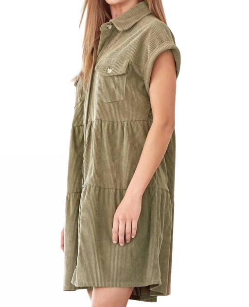 Andree By Unit Missing Home Corduroy Dress Green Large 3