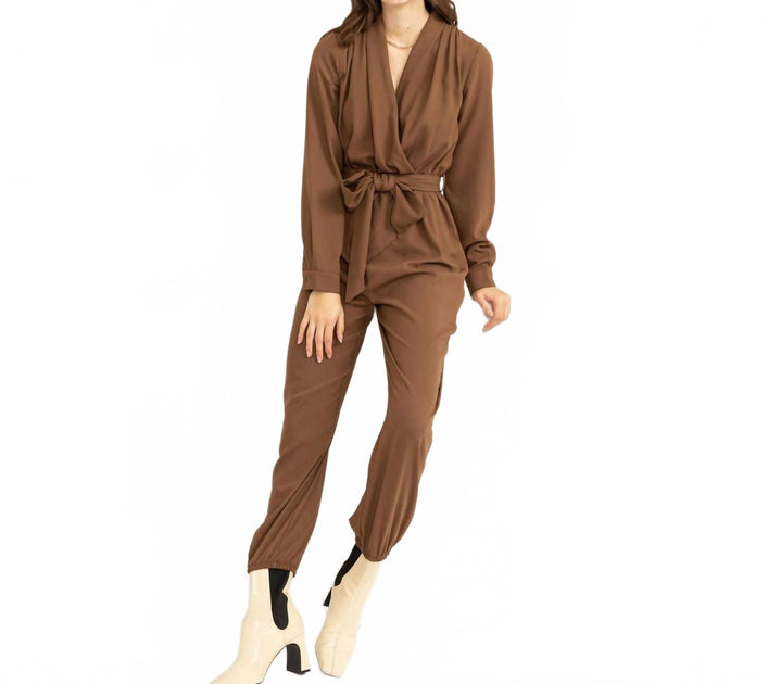 HYFVE Weekend Outing Gürtel Jumpsuit mit langen Ärmeln Braun Large 2