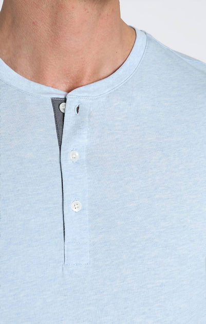 JACHS NEW YORK Stretch Pima Blend Henley Blue Large 3