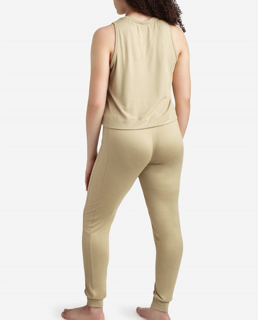 Danskin High Neck Tank Sleep With Jogger Set Beige Large 3