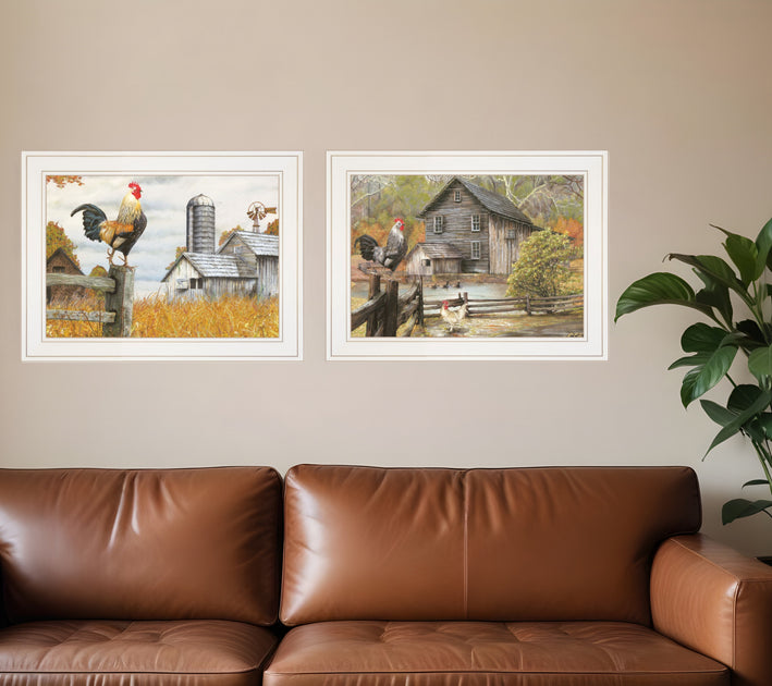 Hivvago Down on the Farm 1 Framed Print Wall Art White 2