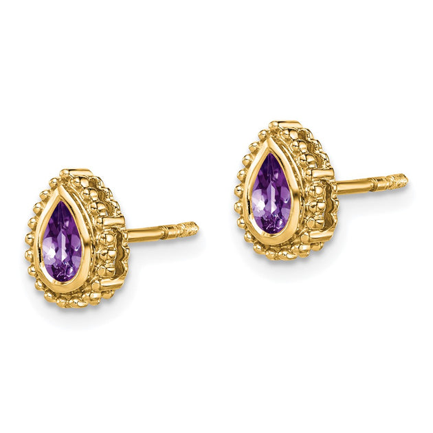 Diamond2Deal Pear Amethyst Stud Earrings Purple 3